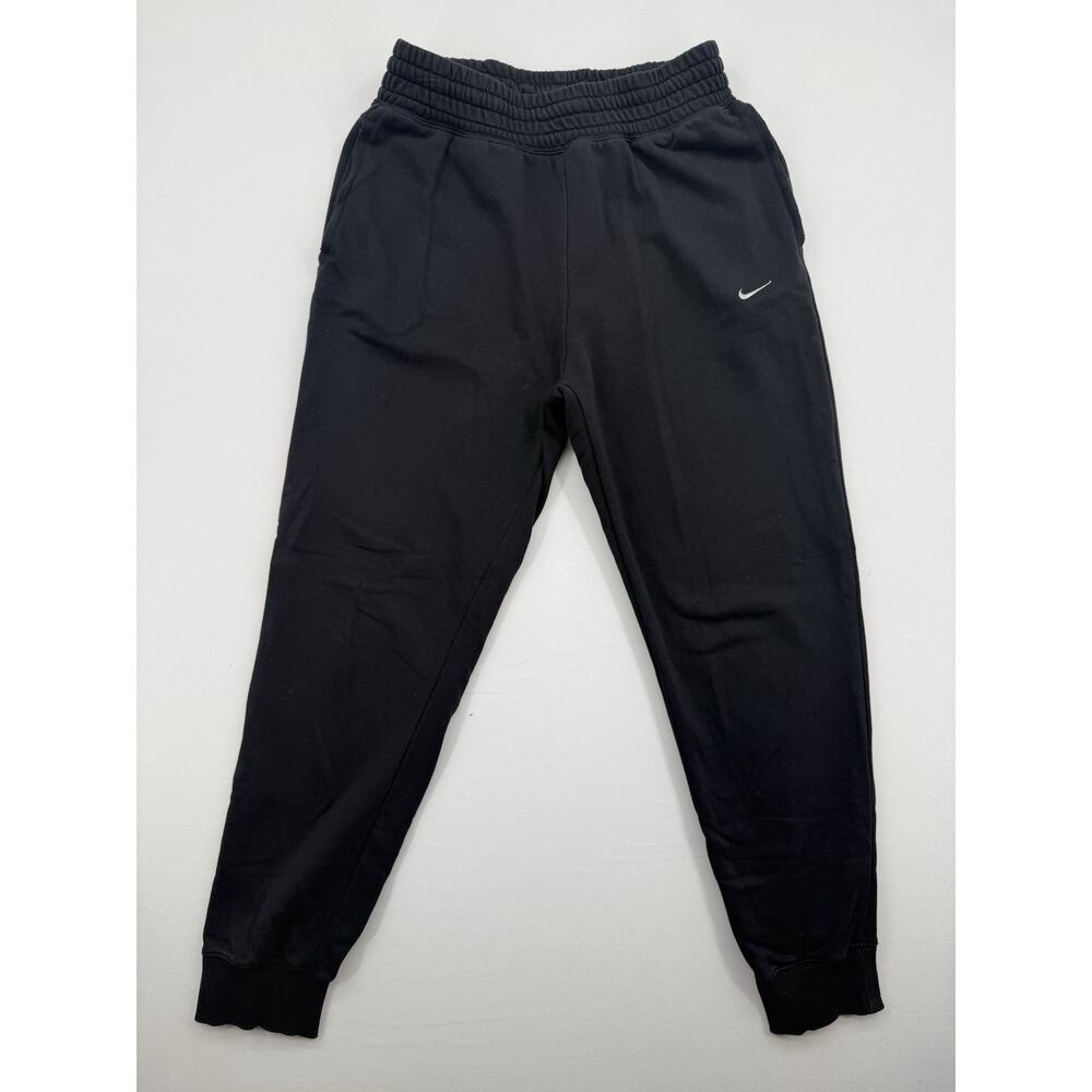 Nike Black Sweatpants Men's Size M with Drawstring and Nike Embroidery
